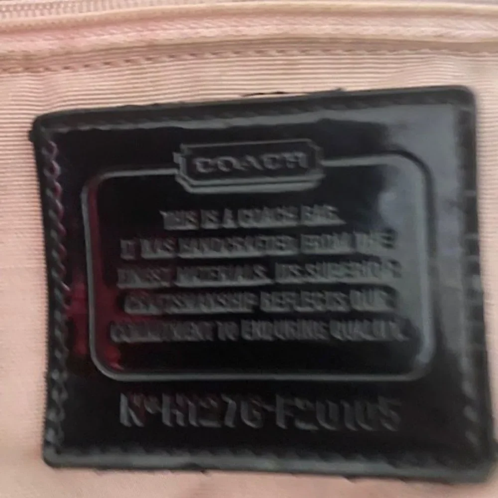 Coach Signature Stripe framed Satchel Patent leather trim